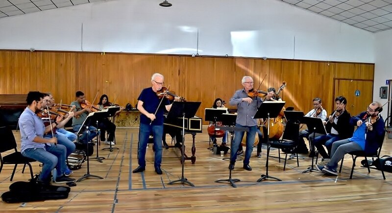 Orquesta de cámara tocando música clásica
