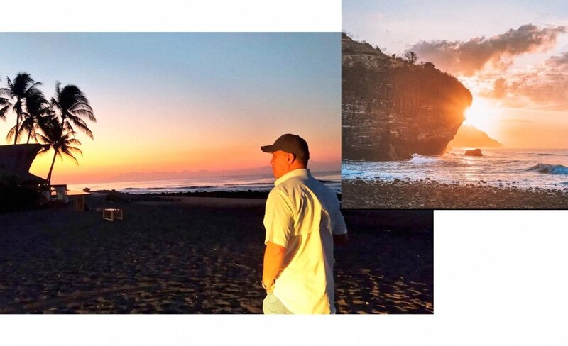 Un hombre en la playa mirando el amanecer