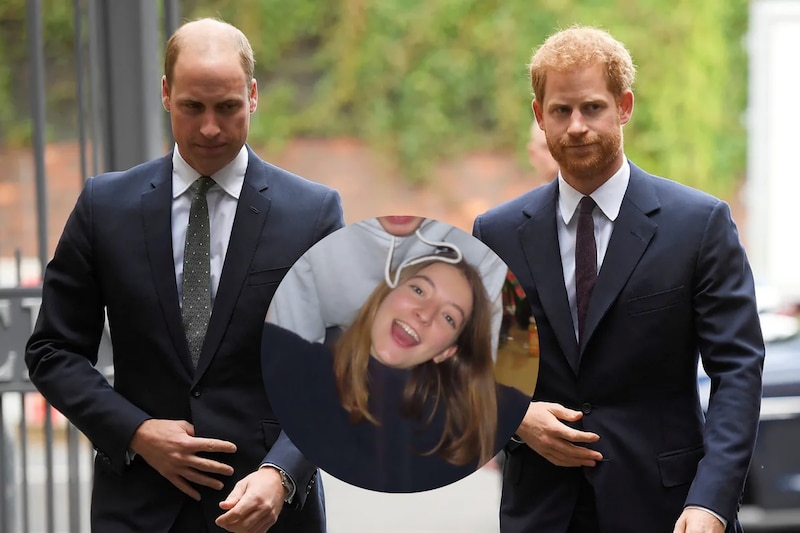 El príncipe William y el príncipe Harry y su prima Rosie Roche