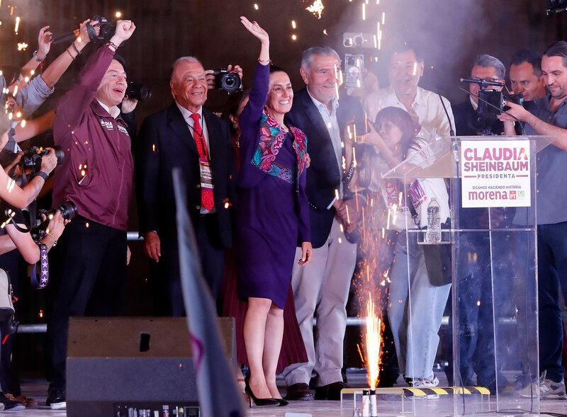 Claudia Sheinbaum, candidata de Morena a la presidencia de México, celebra su victoria en las elecciones de 2024.