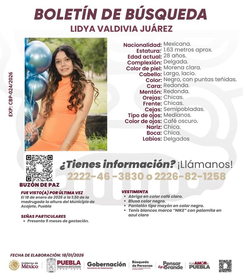 Ficha de búsqueda para localizar a Lidya Valdivia