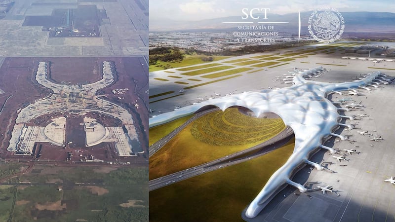Vista aérea de la construcción del Nuevo Aeropuerto Internacional de México