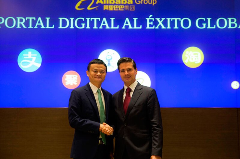 Jack Ma y el presidente mexicano Enrique Peña Nieto se reúnen en China