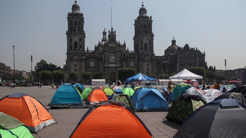 Un campamento de tiendas de campaña en la Ciudad de México