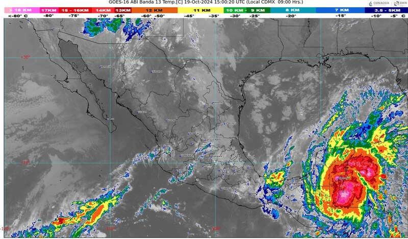 Imagen satelital y tope de nubes