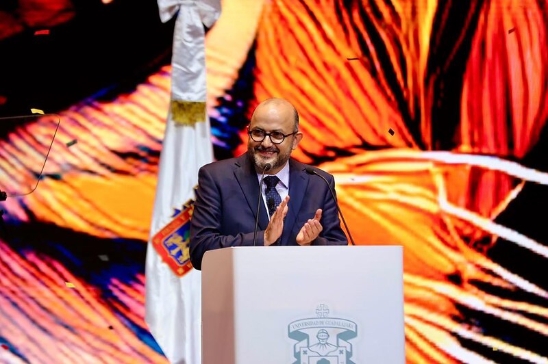 El presidente de la Universidad de Granada, Francisco González Lodeiro, durante su discurso en la ceremonia de apertura del curso académico 2022-2023.