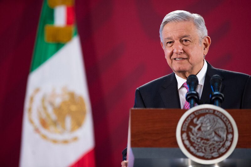 El presidente Andrés Manuel López Obrador da un discurso.