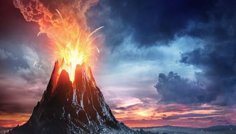 Volcán en erupción
