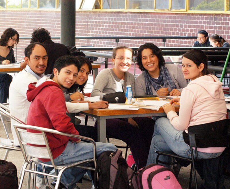 Estudiantes universitarios trabajando en grupo