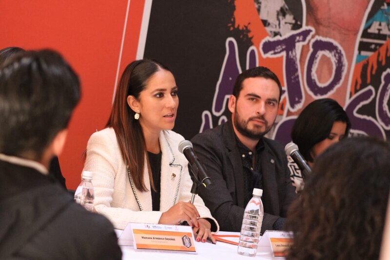 Mariana Aymerich, diputada de Morena, durante una conferencia de prensa.