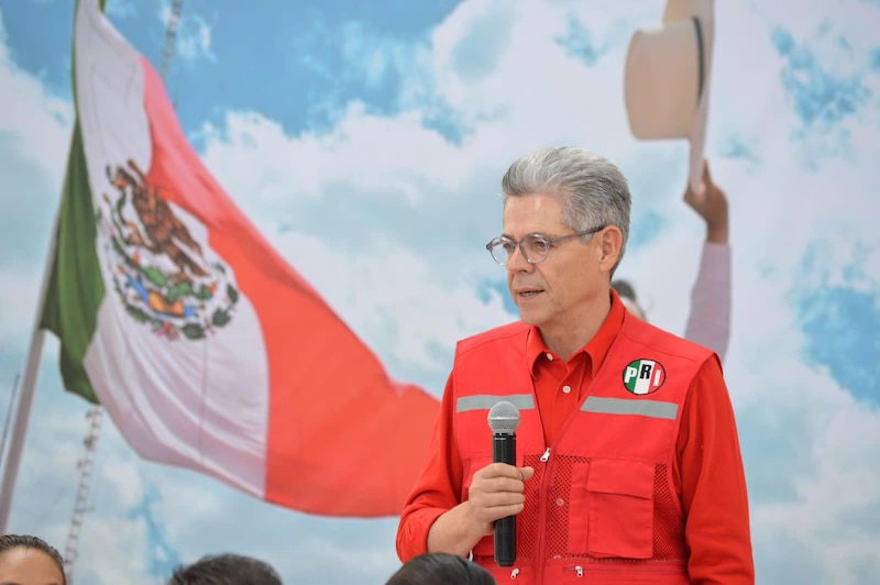 El político mexicano Enrique Peña Nieto da un discurso ante una multitud.