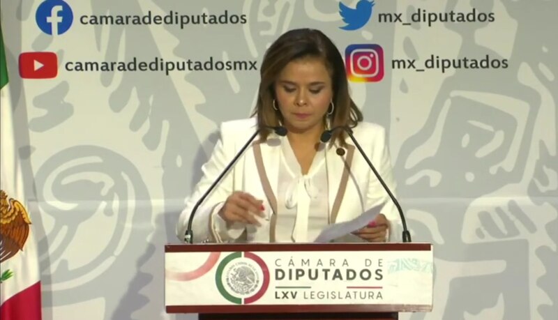 La diputada federal por Morena, Yeidckol Polevnsky, durante una sesión en la Cámara de Diputados.