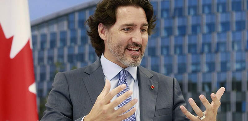 El primer ministro canadiense Justin Trudeau habla en una conferencia de prensa.