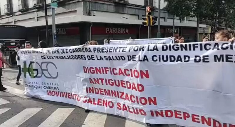 Protesta de trabajadores de la salud en la Ciudad de México