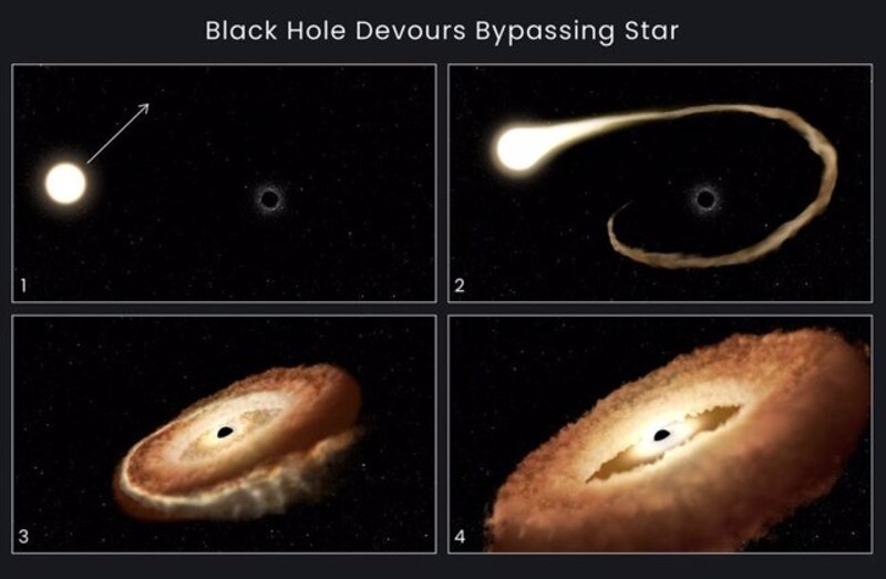 Un agujero negro devora una estrella cercana