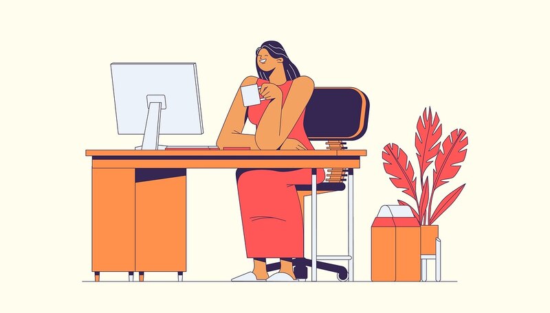 Mujer trabajando en su computadora