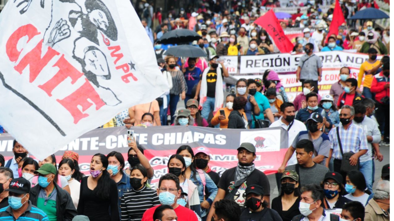 Manifestación de maestros en Chiapas