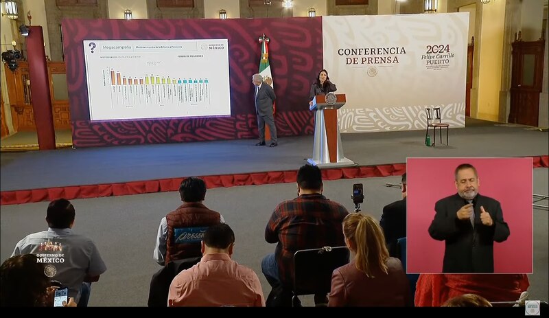 El presidente López Obrador da una conferencia de prensa en Palacio Nacional