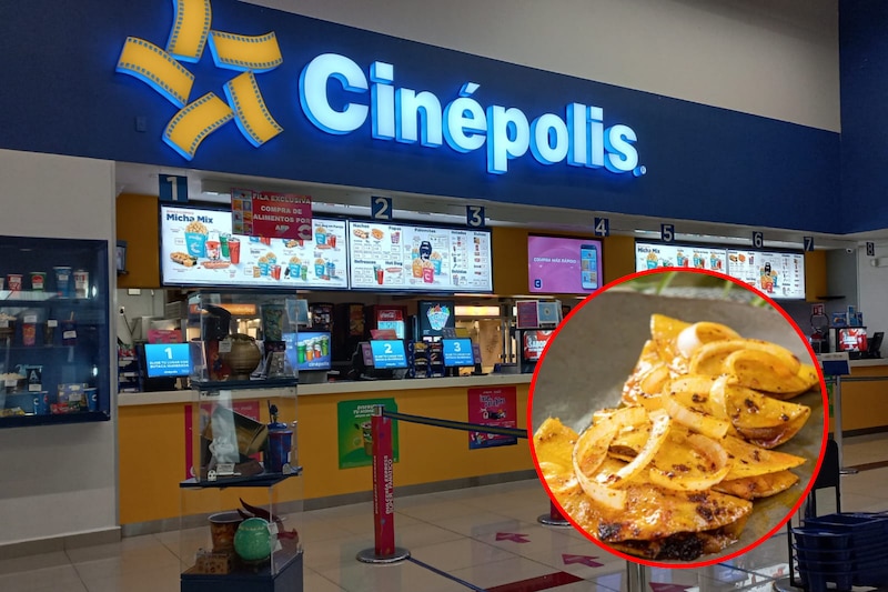 Sala de Cinépolis y unos tacos de canasta
