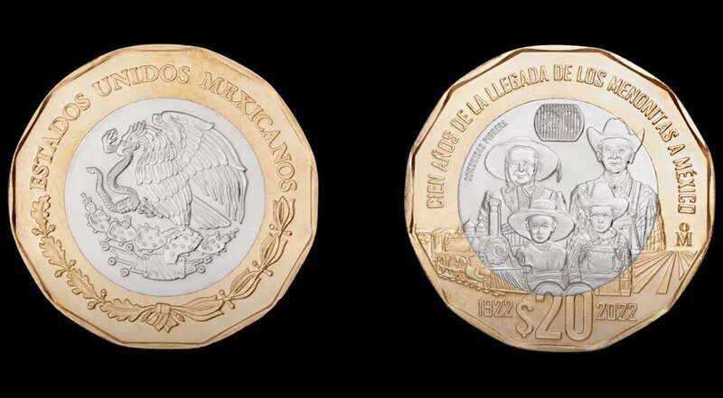 Moneda conmemorativa de los 100 años de la llegada de los menonitas a México