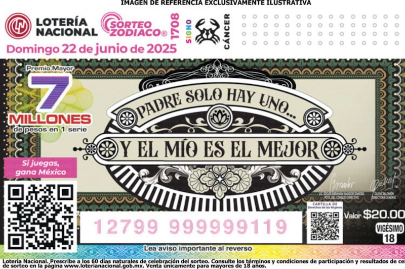 Billete conmemorativo del Sorteo Zodicaco 1708