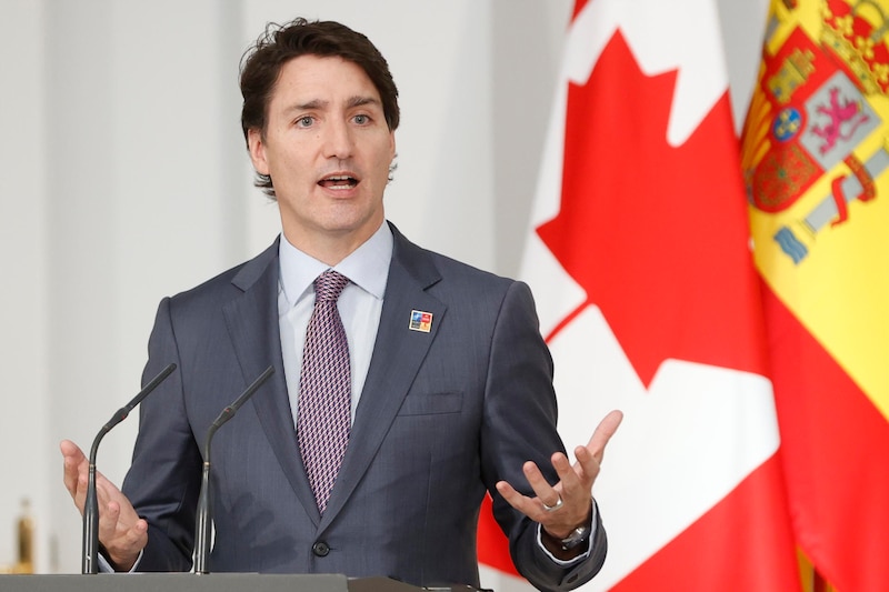 El primer ministro canadiense, Justin Trudeau, pronuncia un discurso.