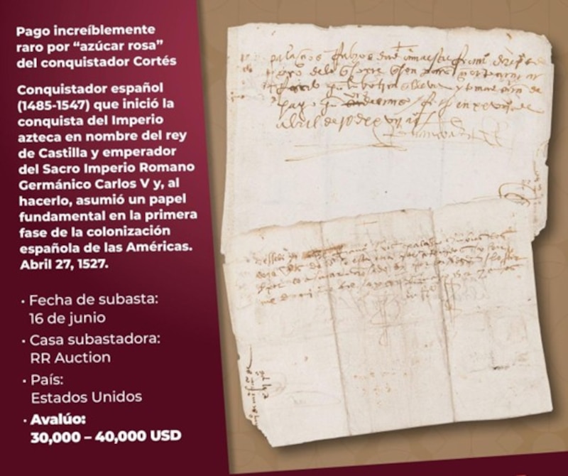 Documento histórico: Hernán Cortés y el azúcar rosa