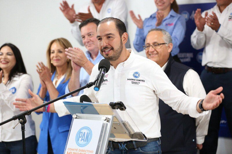 Marko Cortés, presidente del PAN, durante un evento del partido.