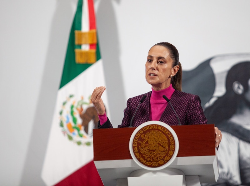 Claudia Sheinbaum Pardo,
durante conferencia de prensa en Palacio Nacional.