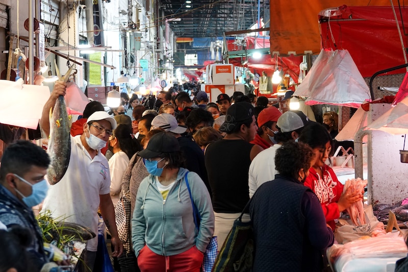 Mercado de mariscos en México