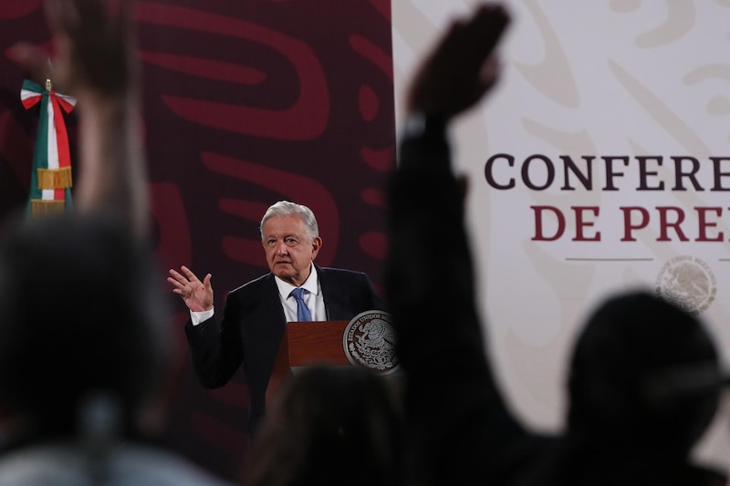 El presidente Andrés Manuel López Obrador durante una conferencia de prensa.