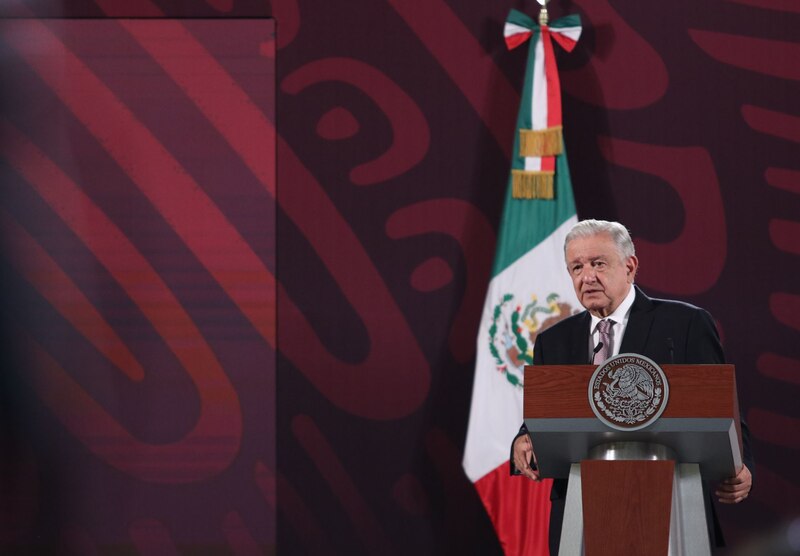 El presidente Andrés Manuel López Obrador da un discurso.