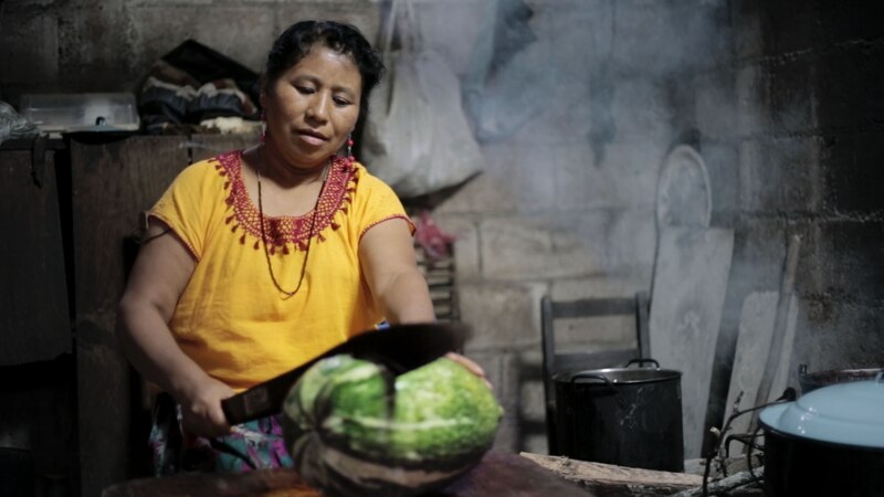 Mujer indígena cocinando en una cocina tradicional