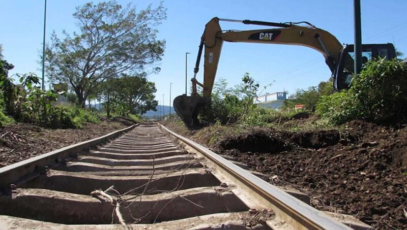 Construcción de la vía férrea