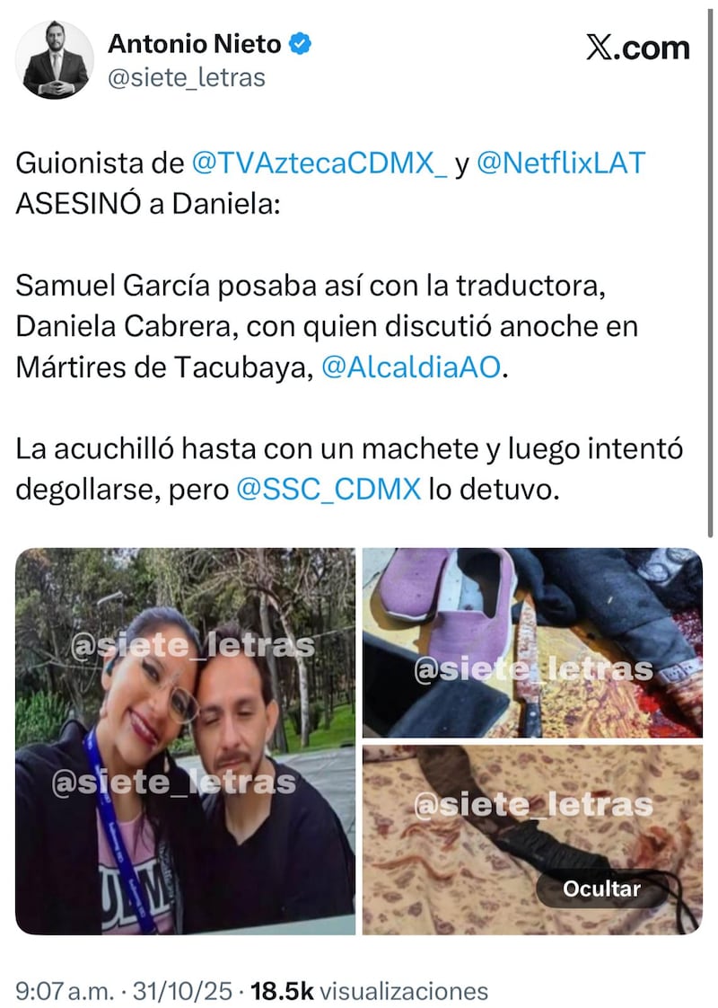 Aunque se publico una foto donde aparecen juntos, se desconoce todavía la relación que García tenía con la víctima