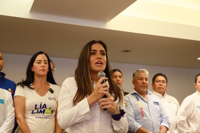 La candidata a la alcaldía de Álvaro Obregón, Lía Limón, durante un evento de campaña.