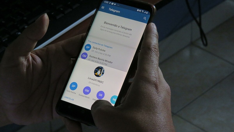 "Una captura de pantalla de la aplicación de Telegram".