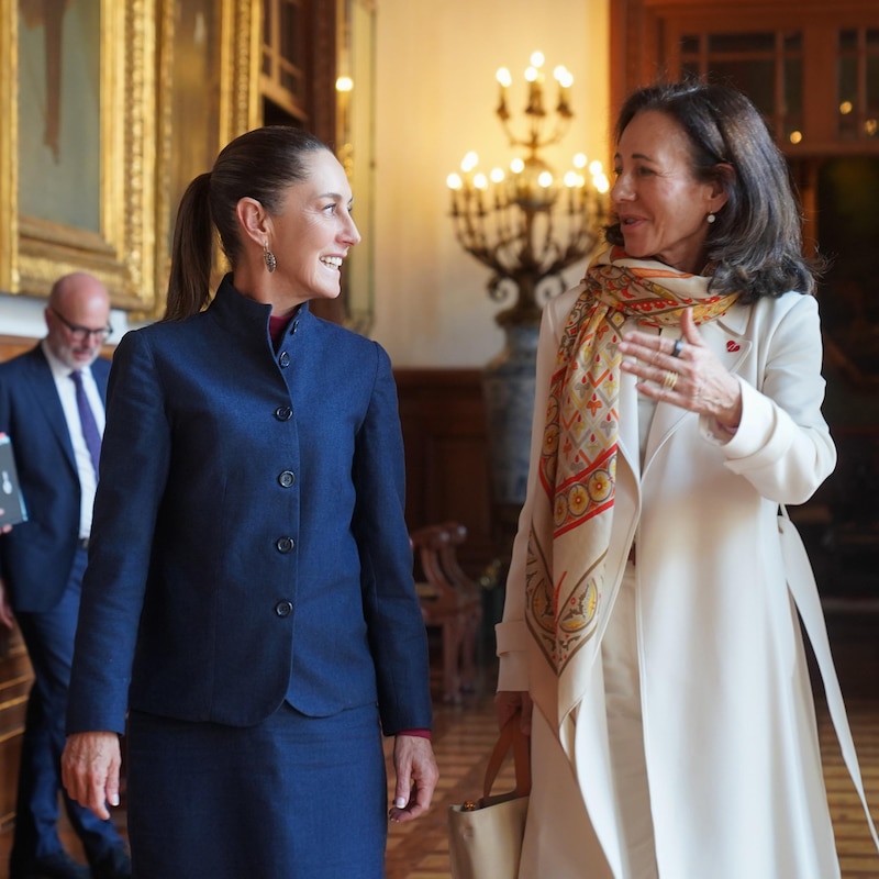 La Presidenta Claudia Sheinbaum Pardo sostuvo un encuentro con Ana Botín, presidenta de Banco Santander, quien compartió planes de inversión en el país