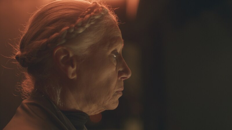 Abuela mirando por la ventana