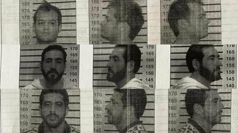 Fotos de frente y perfil de seis hombres con antecedentes penales