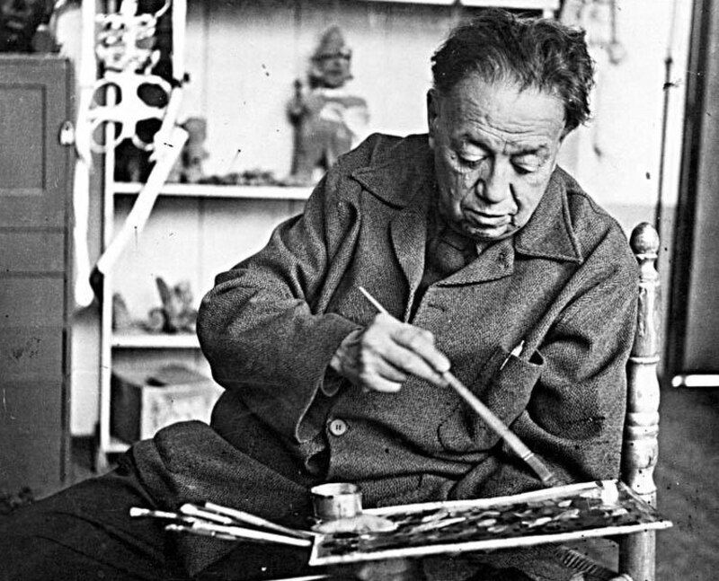 Diego Rivera pintando