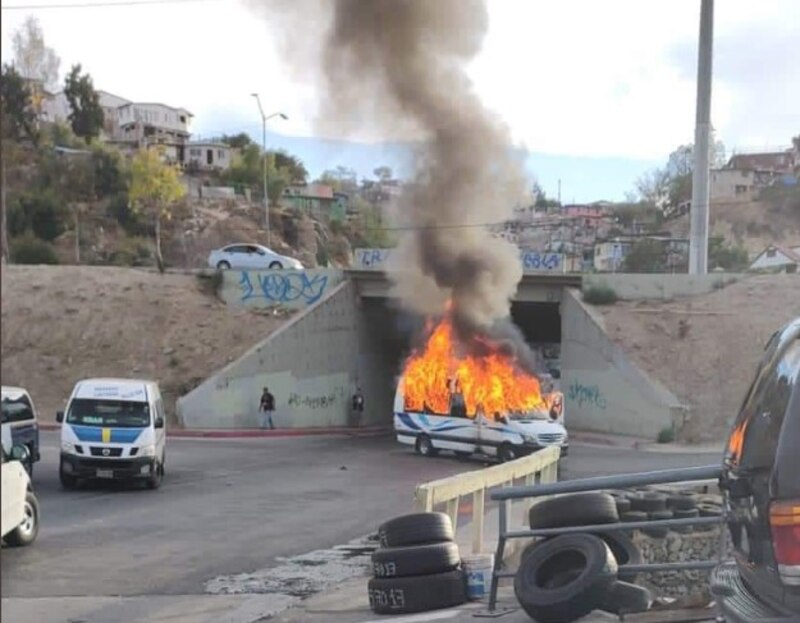 Incendio en un autobús en Tijuana