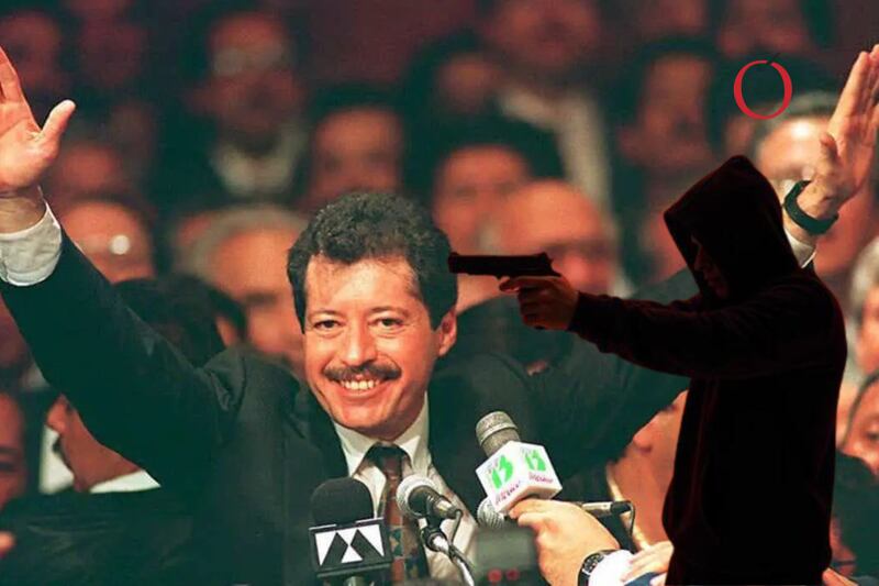 Fotografía de Luis Donaldo Colosio y la sobre de un tirador