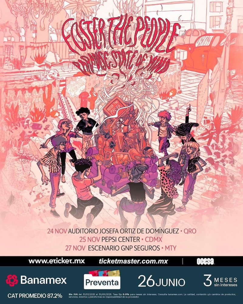 Cartel oficial concierto Foster the People en el Pepsi Center WTC