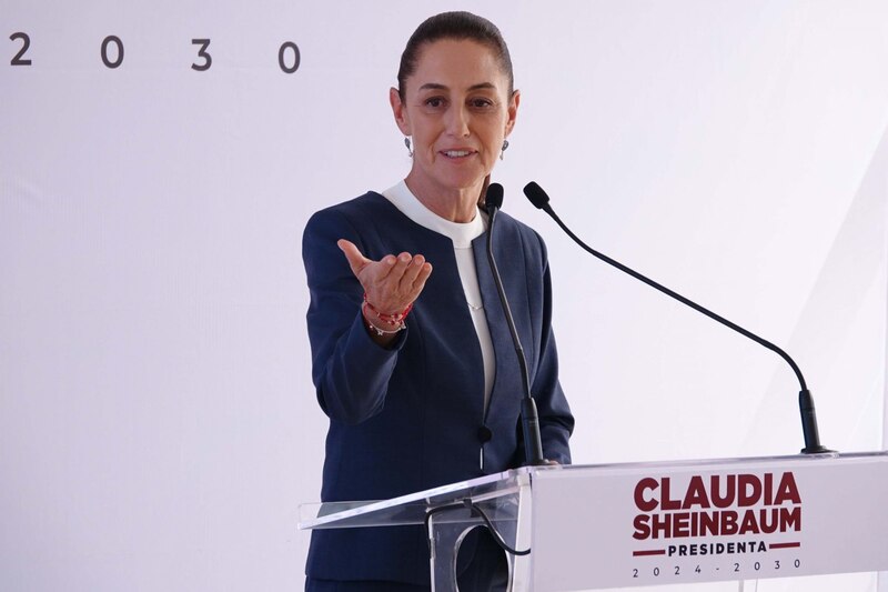 Claudia Sheinbaum, jefa de gobierno de la Ciudad de México, pronuncia un discurso.