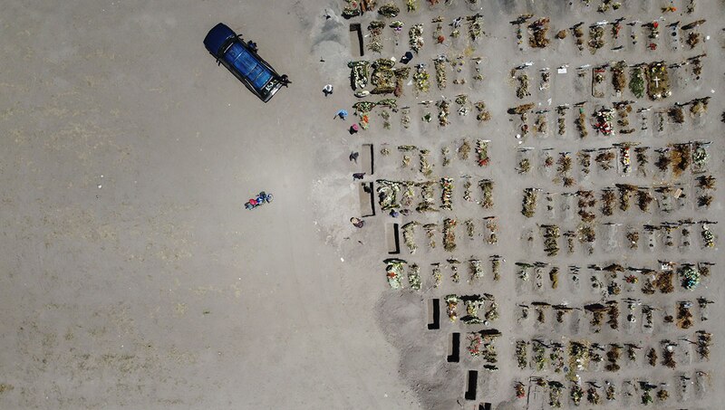 Un cementerio desde una vista aérea