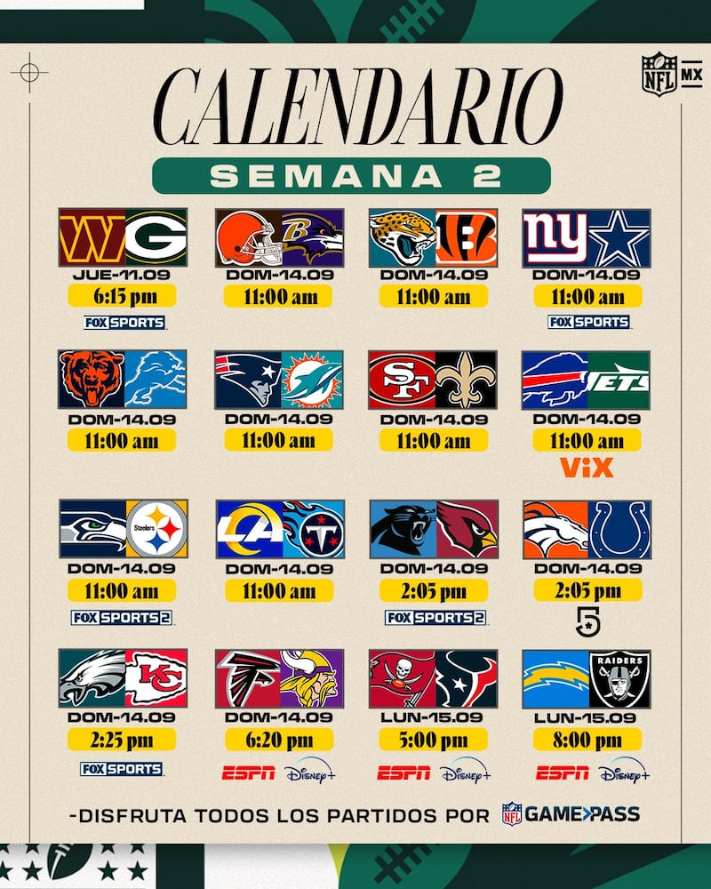 Semana 2 | NFL. El partido estelar se disputará entre los actuales campeones de conferencia: Eagles y Chiefs.