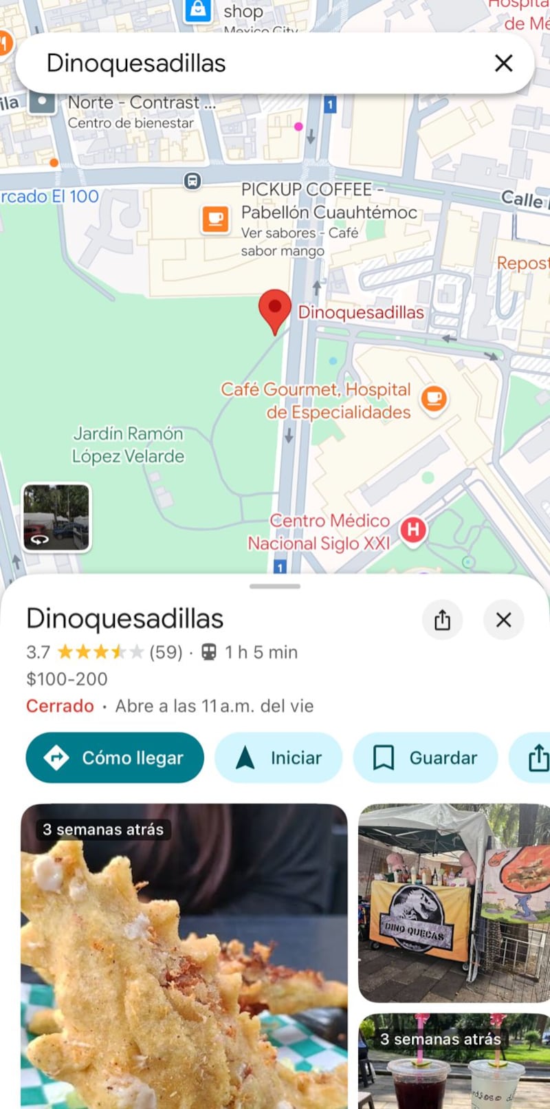 Ubicación de las dinoquesadillas