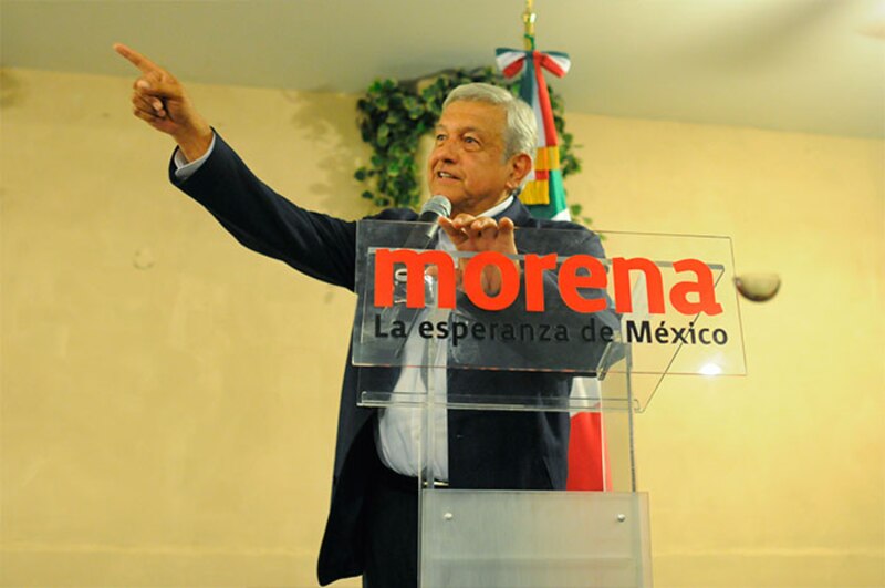 Andrés Manuel López Obrador, presidente de México, da un discurso.