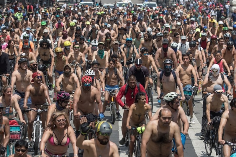 Ciclistas desnudos en la Ciudad de México